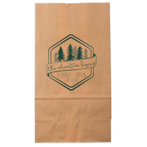 Pack up the excitement with the Adventure Begins Gift Bag where evergreens and a bold declaration set the stage for wedded exploration. The couple's names and date anchor this upbeat token, hinting at the countless escapades that lie ahead.
