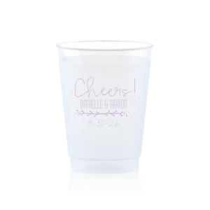 Raise a joyful toast with the Cheers! Wedding Date Cup. This festive cup starts the celebration off with a hearty “Cheers!” followed by the newlyweds' names, elegantly layered over a graceful branch. It’s the epitome of cheerful elegance—a sip above the rest!