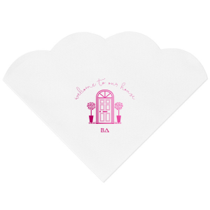 Our personalized Powder Blue Cocktail Napkin with Shiny Fuchsia Foil has a Door graphic and is good for use in Home themed parties and will impress guests like no other. Make this party unforgettable.