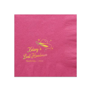 Giddy up for one last hoedown with the Cowgirl Bachelorette Napkin! Dazzle your guests with the sleek and fun design with customizable text to best match your special event's vibes. Peruse our wide variety of colors and styles to make the perfect choice for bachelorette parties, birthdays, house warming and much more!