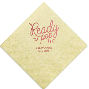The ever-popular Pearl Gold Shimmer Cocktail Napkin with Shiny Rose Quartz Foil has a Ready to Pop graphic and is good for use in Words, Baby Shower themed parties and can't be beat. Showcase your style in every detail of your party's theme!