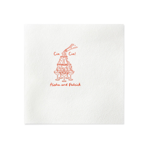 The  Cin Cin Champagne Tower Napkin will have you and guests exclaiming "cheers!" all night. The stylish napkin design is available in your choice of styles and color, perfect for weddings, anniversaries, birthdays or home entertainment.