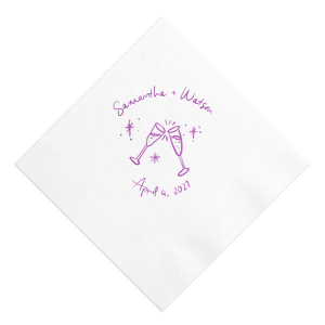 Brighten up any special occasion with the Sparkling Summer Cheers Napkin! High functional while stylish, the trendy napkin is perfect for summertime gatherings and functions. Available in your choice of styles and colors to best match your event's vibes!