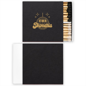 Bring some funky flair to your event with these Disco Ball Family Name Matches! These matches feature a sparkly disco ball design with personalized family names in bold, vibrant colors. Perfect for weddings, family reunions, or any other celebration, these matches will add a touch of glitz and glamour to your event.