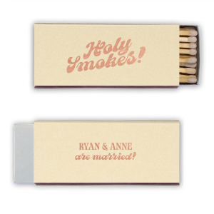Astonish guests and friends with the Holy Smokes Matchbox! The stylish matchbox is fully customizable in your choice of style and color to best match your unique vibes. Perfect for weddings, anniversaries, or housewarmings!