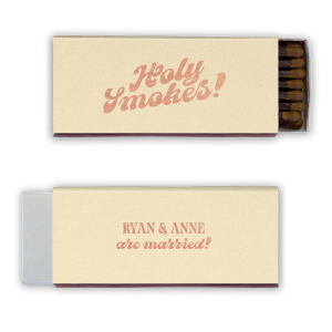 Astonish guests and friends with the Holy Smokes Matchbox! The stylish matchbox is fully customizable in your choice of style and color to best match your unique vibes. Perfect for weddings, anniversaries, or housewarmings!