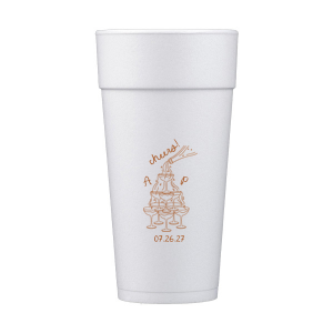 Enjoy a new spin on our classic design with the Champagne Tower Initials Cup. Featuring the initials of the couple alongside a fabulous champagne tower, the sleek cup can be personalized in your choice of ink colors to make it unique as yourself!