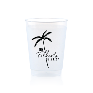 The Palm Tree Family Name Cup is an easy breezy choice for your next summertime party event. The sleek and stylish design features customizable text in the screen printed ink color of your choice. Fully functional while being highly stylish, the sturdy drinkware is perfect for family gatherings, weddings, or birthdays!