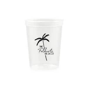 The Palm Tree Family Name Cup is an easy breezy choice for your next summertime party event. The sleek and stylish design features customizable text in the screen printed ink color of your choice. Fully functional while being highly stylish, the sturdy drinkware is perfect for family gatherings, weddings, or birthdays!