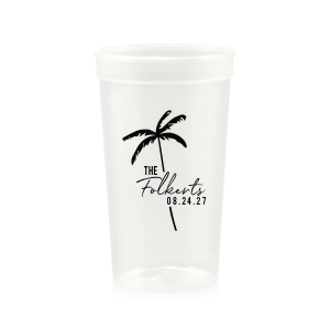 The Palm Tree Family Name Cup is an easy breezy choice for your next summertime party event. The sleek and stylish design features customizable text in the screen printed ink color of your choice. Fully functional while being highly stylish, the sturdy drinkware is perfect for family gatherings, weddings, or birthdays!