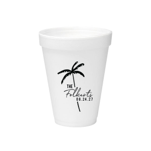 The Palm Tree Family Name Cup is an easy breezy choice for your next summertime party event. The sleek and stylish design features customizable text in the screen printed ink color of your choice. Fully functional while being highly stylish, the sturdy drinkware is perfect for family gatherings, weddings, or birthdays!