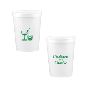 Add a splash of fun with the Cocktail Hour Couples Cup. Featuring text personalized to your name in the screen print ink color of your choice, the popular design is perfect for anniversaries, retirements and engagements!