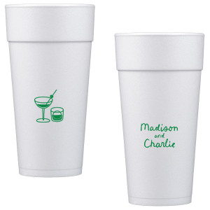 Add a splash of fun with the Cocktail Hour Couples Cup. Featuring text personalized to your name in the screen print ink color of your choice, the popular design is perfect for anniversaries, retirements and engagements!