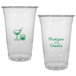Add a splash of fun with the Cocktail Hour Couples Cup. Featuring text personalized to your name in the screen print ink color of your choice, the popular design is perfect for anniversaries, retirements and engagements!