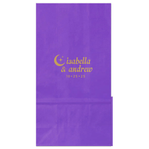 Shine bright with the Moon & Stars Couples Bag at your next special party event. Featuring customizable text in your choice of foil stamp colors and bag styles, easily personalize your design to best match your unique vibes!
