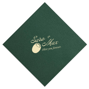 For your once in a life time special event you can't go wrong with the Olive You Forever Napkin. Cheekily express your devotion to one another with the trendy design in your choice of colors and styles.
