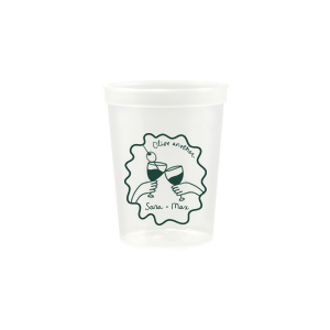 Celebrate one of a kind memories with the Olive Another Cheers Cup! The cheeky yet trendy design features a hand-drawn pair of cheersing glasses within a ribbon frame. Customize the design with your choice of text and foil stamp colors to best match your taste.