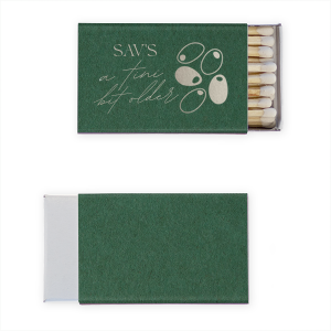 Celebrate another year with the A Tini Bit Older Birthday Matchbook. Featuring customizable text in your choice of foil stamp and paper colors, the cheeky matchbook makes for a perfect memento and keepsake.