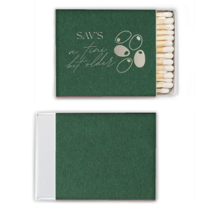 Celebrate another year with the A Tini Bit Older Birthday Matchbook. Featuring customizable text in your choice of foil stamp and paper colors, the cheeky matchbook makes for a perfect memento and keepsake.