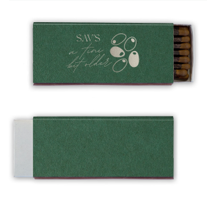 Celebrate another year with the A Tini Bit Older Birthday Matchbook. Featuring customizable text in your choice of foil stamp and paper colors, the cheeky matchbook makes for a perfect memento and keepsake.