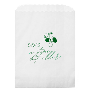 Create a lasting memento with the A Tini Bit Older Birthday Bag. Featuring customizable text in your choice of foil stamp and paper colors, the cheeky gift bag makes for a perfect sending home guests with treats and party favors.