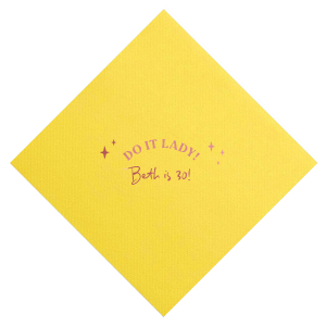 Celebrate YOU with the Do It Lady Birthday Napkin. Emphasizing the most important day of the year, the trendy design is fully customizable in your choice of napkin styles, colors alongside personalized text in the foil stamp color that best matches you!