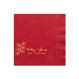 Stand out from the bunch with the Tomato Vine Couple Napkin. The hand drawn design features customizable text in the foil stamp color of your choice. Alongside a variety of napkin colors and styles, this design is perfect for personalizing summertime engagements, anniversaries, weddings or any other special occasion. 