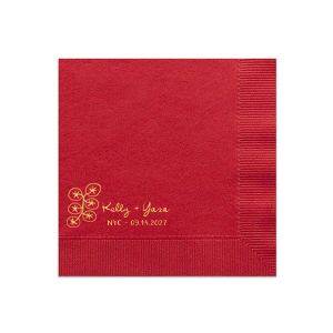 Stand out from the bunch with the Tomato Vine Couple Napkin. The hand drawn design features customizable text in the foil stamp color of your choice. Alongside a variety of napkin colors and styles, this design is perfect for personalizing summertime engagements, anniversaries, weddings or any other special occasion. 