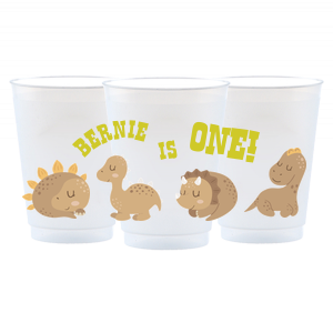 The Dinosaur Kids Birthday Full Color Cup is perfect for your child's birthday party! The full color screen-printed cup features adorable baby stegosaurus, triceratops and more, making a colorful addition to your child's birthday. Customizable the text to best fit your personal event.