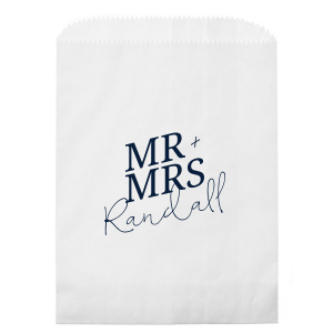The Bold Mr. + Mrs. Party Bag is a perfect addition to your next weeding or momentous party event. The trendy and popular design features your choice of customizable text to best personalize your own message.