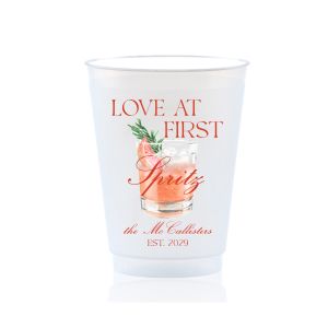 Add a bit of bubbliness to your next party event with the Love At First Spritz Full Color Cup. The fun and vibrant full color design is screen printed with your choice of customizable text to best match your party's unique vibes.