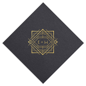 Embody the splendor of the Roaring Twenties with the Deco Frame Initials Wedding Napkin, where geometric grandeur frames the couple's initials. This napkin captures the essence of Art Deco—bold, elegant, and eternally stylish.