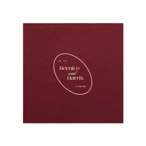 Create a sense of inclusion with the stylish Ringed Couple Names Napkin at your next special occasion. The stylish and functional napkin is perfect for weddings, engagements, home entertainment and so much more. Customize the product with your choice of text and colors to best represent your unique union! Featured in our Burgundy Wedding theme, match your special occasion with any number of stylish products to create a cohesive vision. 