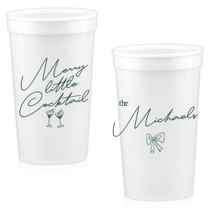 Add a touch of the holiday spirits to your next festive function with the Merry Little Cocktail Cup. Customize your choice of cup style with personalized text, giving your party drinkware a special touch like no other!