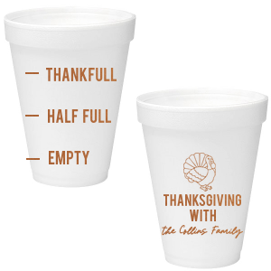 Delight friends and family this holiday season with the Funny Thankful Family Name Cup. The cheeky party cup is perfect for festive functions and home entertainment. Customize the design with personalized text, showcasing your family's name in your choice of one of our many colors!