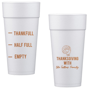 Delight friends and family this holiday season with the Funny Thankful Family Name Cup. The cheeky party cup is perfect for festive functions and home entertainment. Customize the design with personalized text, showcasing your family's name in your choice of one of our many colors!