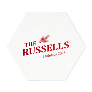 Spruce up your holiday this year with the Fir Family Name Coaster. The stylish yet functional coaster is easily customized with your choice of text, adding a personalized touch to your next holiday event.