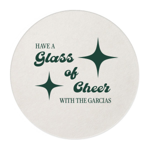 Whatever you next celebration is, the Glass of Cheer Coaster is sure to add a special touch! Customize the text with your family name in the choice of your foil stamp color to best match the unique vibe of your household. 