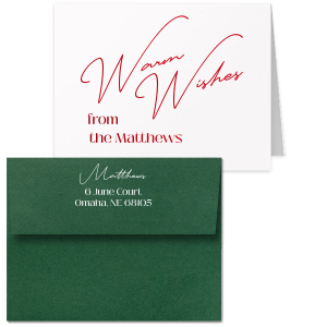 Let loved ones and family friends know they're in your thoughts with the Warm Wishes Holiday Card with Envelope. Customize the text to send your very best message in your choice of foil stamp colors, adding a personalized touch to your holiday well wishes.