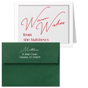 Let loved ones and family friends know they're in your thoughts with the Warm Wishes Holiday Card with Envelope. Customize the text to send your very best message in your choice of foil stamp colors, adding a personalized touch to your holiday well wishes.