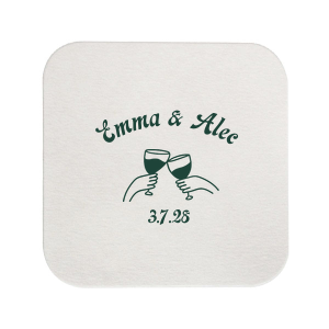 Complete your next momentous event with the Couples Name Clink Coaster. Customize the design with personal text in your choice on foil stamp color to best match your event's unique vibes. Perfect for weddings, retirements, or anniversaries.