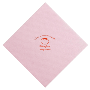 Something good is growing! Show off with the Little Tomato Baby Shower Napkin at your next baby shower. Printed in the ink foil color and napkin style of your choice, the adorable design is perfect for young childrens birthdays, baby showers, or other such special occasions.