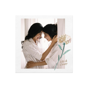 Add a unique touch to a cherished memory with the Couples Flower Full Color & Foil Napkin. Upload your photo and customize it further in your choice of napkin and foil stamp color, creating a one of a kind design and unforgettable memento. 