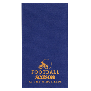 Our custom Hunter Green Linen Like Cocktail Napkin with Shiny Copper Foil has a Helmet graphic and is good for use in Sports themed parties and will make your guests swoon. Personalize your party's theme today.