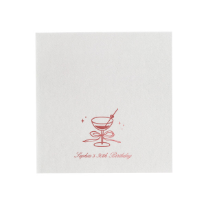 The Cocktail & Bow Birthday Napkin is perfect to pair with your next birthday or home entertainment. Customize the design in your choice of foil stamp color and napkin styles to create a keepsake as unique as yourself.