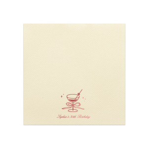The Cocktail & Bow Birthday Napkin is perfect to pair with your next birthday or home entertainment. Customize the design in your choice of foil stamp color and napkin styles to create a keepsake as unique as yourself.