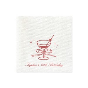 The Cocktail & Bow Birthday Napkin is perfect to pair with your next birthday or home entertainment. Customize the design in your choice of foil stamp color and napkin styles to create a keepsake as unique as yourself.