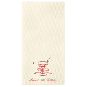 The Cocktail & Bow Birthday Napkin is perfect to pair with your next birthday or home entertainment. Customize the design in your choice of foil stamp color and napkin styles to create a keepsake as unique as yourself.