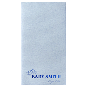 There's no better way to announce your bundle of joy than with the Stork Baby Name Napkin. Perfect for announcing the name of your expected baby. The customizable design comes in your choice of foil stamp color and napkin style to create a memento that will be remembered for years. 