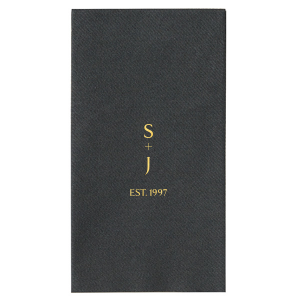 The Vertical Initials Napkin is a clean and simple design that is timelessly chic. Customize the design to best match your next big event's vibes.